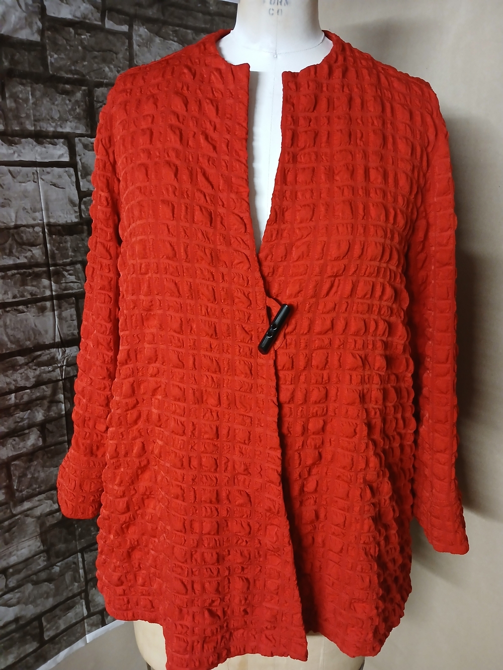 Joseph Ribkoff Red Textured Open-Front Cardigan